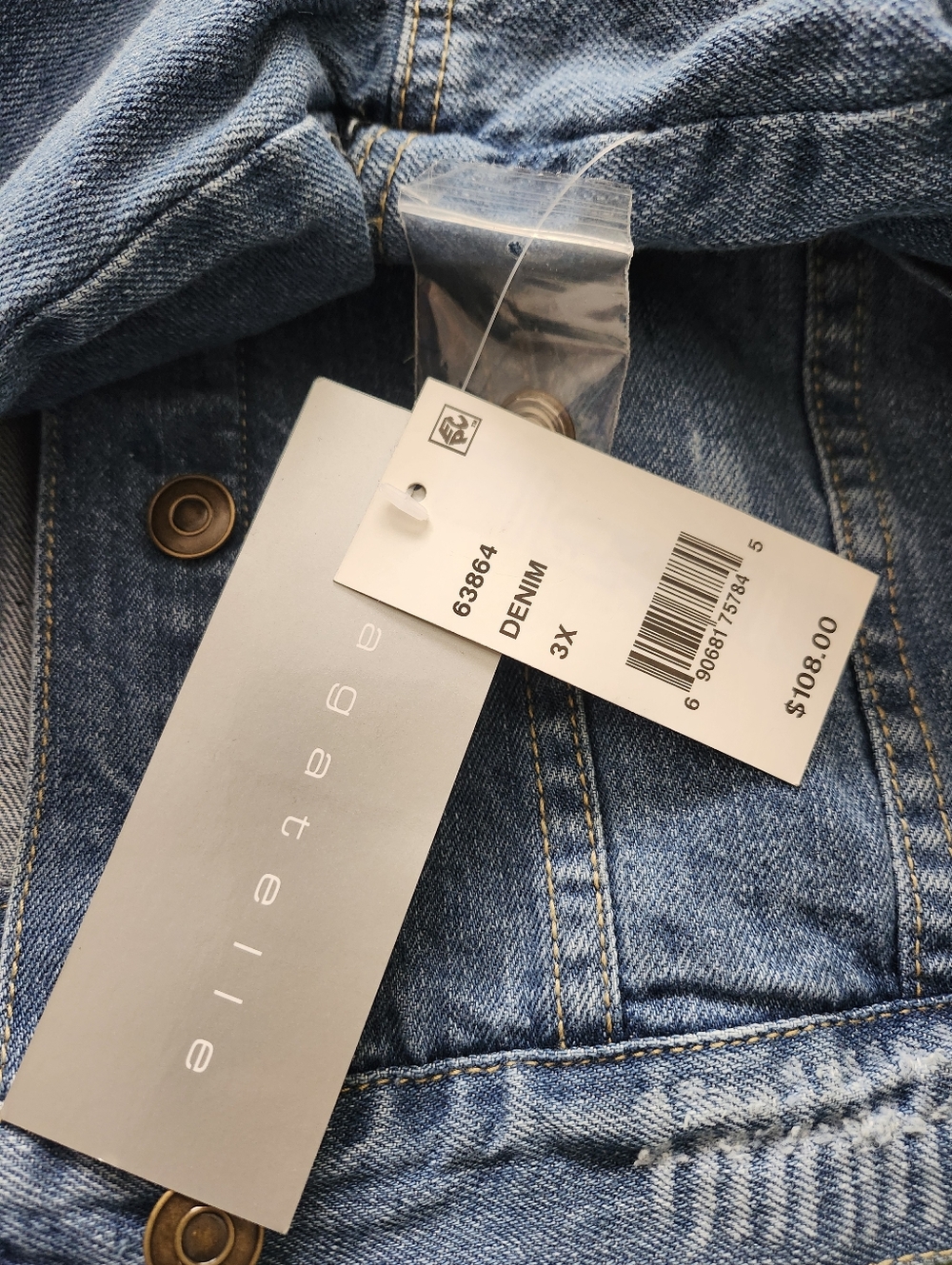 NWT Plus Size Ruffle Sleeve Denim Jacket In Medium Wash Size 3X - Picture 3 of 6
